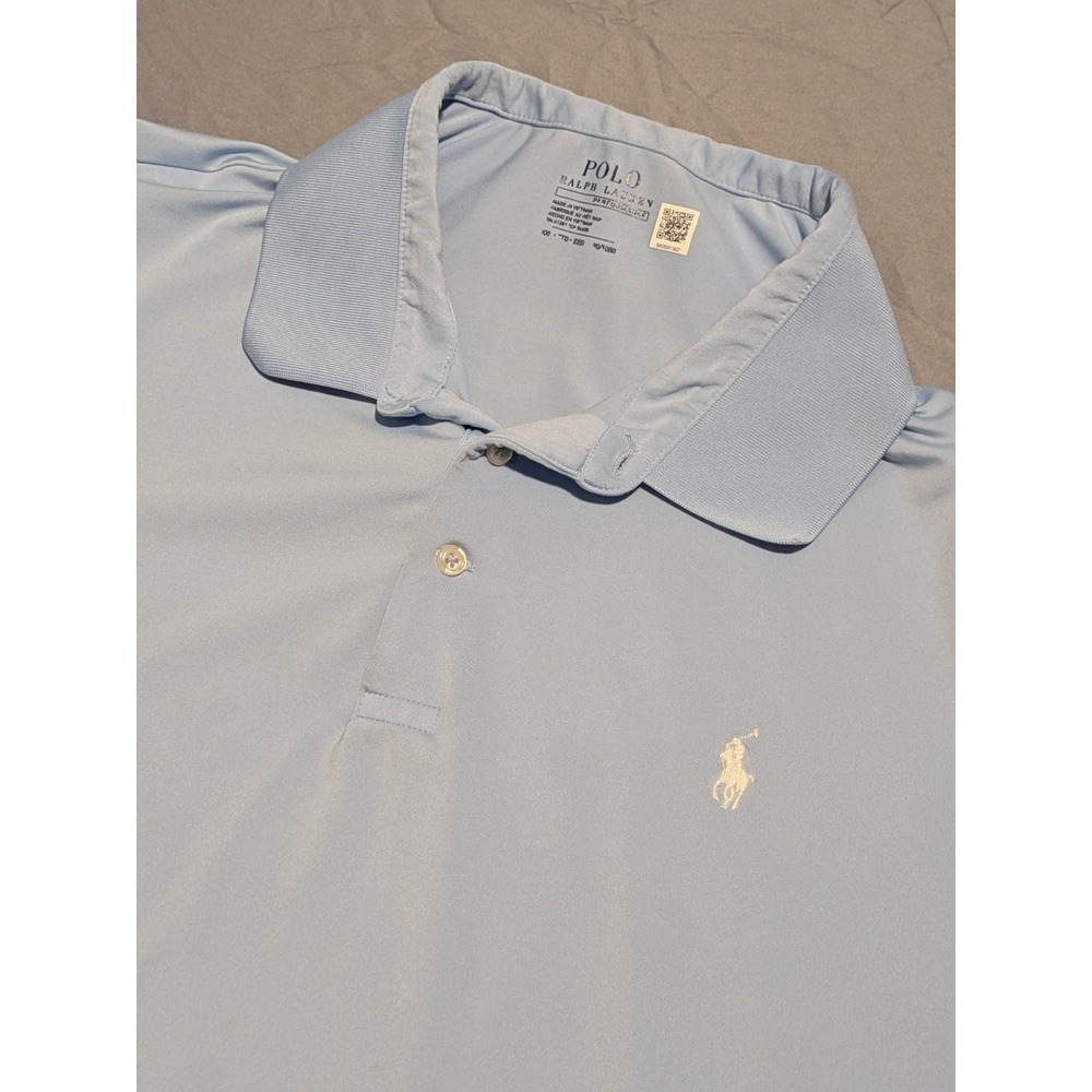 Polo Ralph Lauren Performance Mens XXL Light Blue Print Golf Polo Shirt